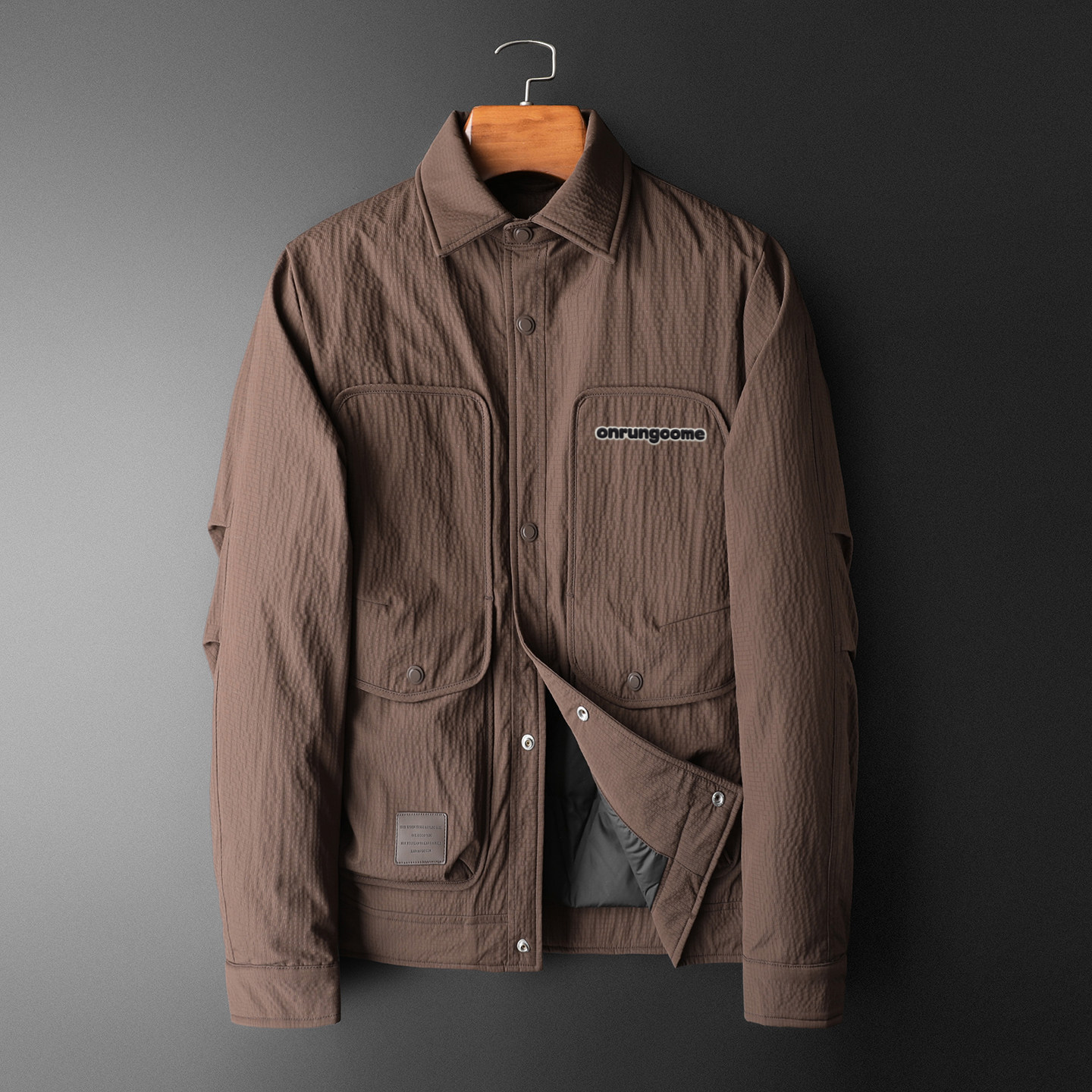 Onrungome short down jacket with shirt collar