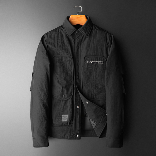 Onrungome short down jacket with shirt collar