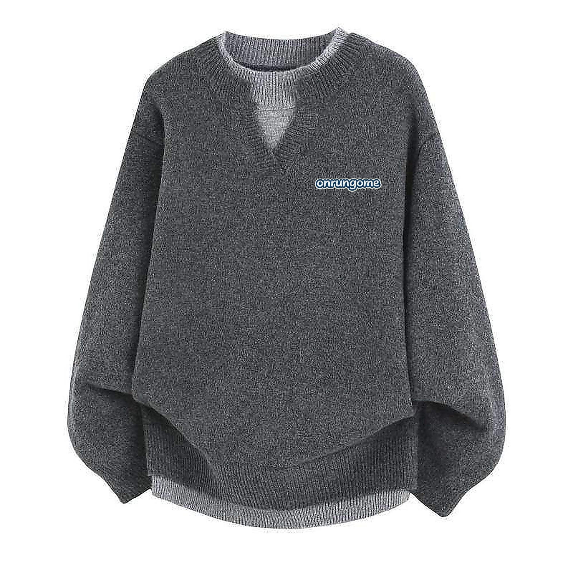 Onrungome Solid Color Two-Piece Look V-Neck Knitted Sweater